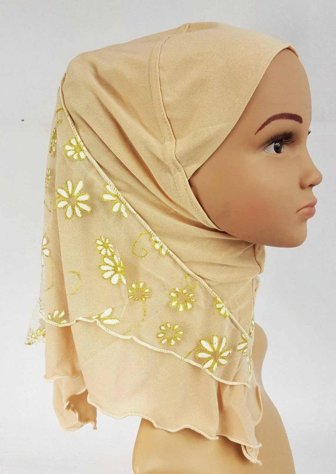 Crystal Hemp Toddler Children Kids Hijab Islamic Scarf Shawls -7270
