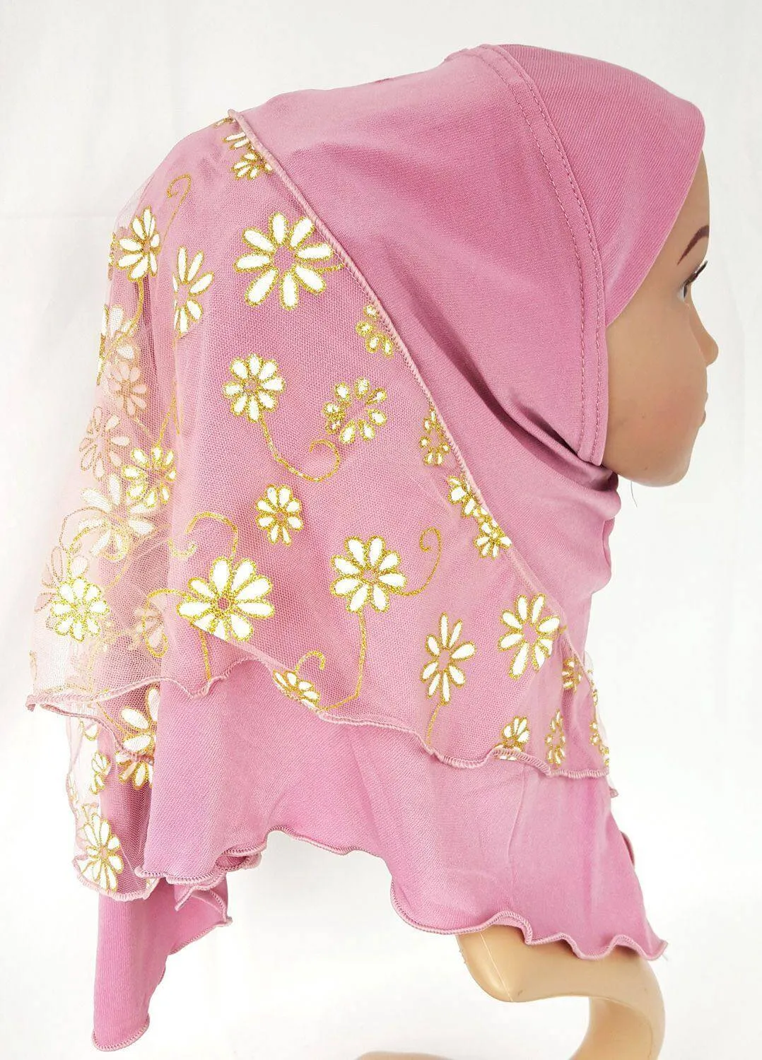 Crystal Hemp Toddler Children Kids Hijab Islamic Scarf Shawls -7270