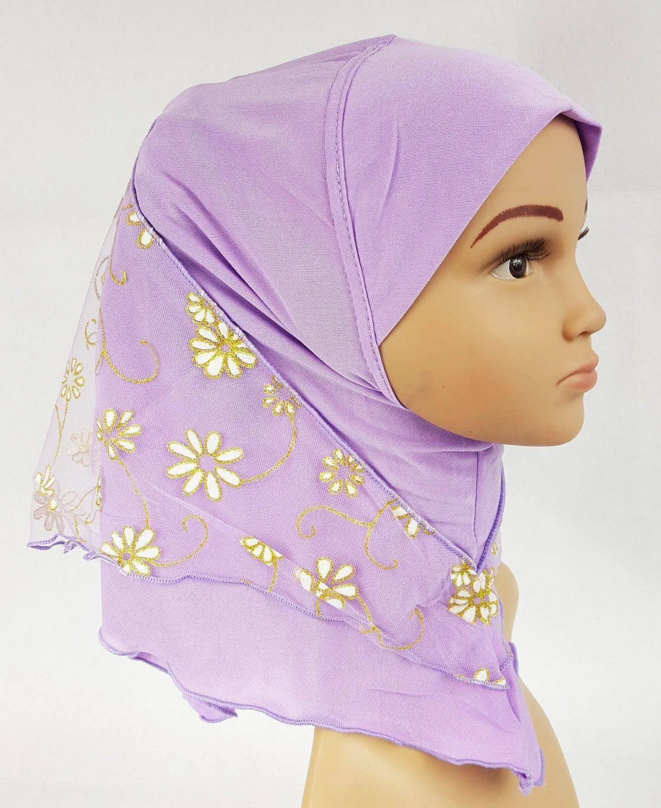 Crystal Hemp Toddler Children Kids Hijab Islamic Scarf Shawls -7270