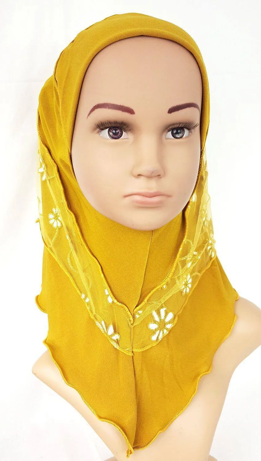 Crystal Hemp Toddler Children Kids Hijab Islamic Scarf Shawls -7270