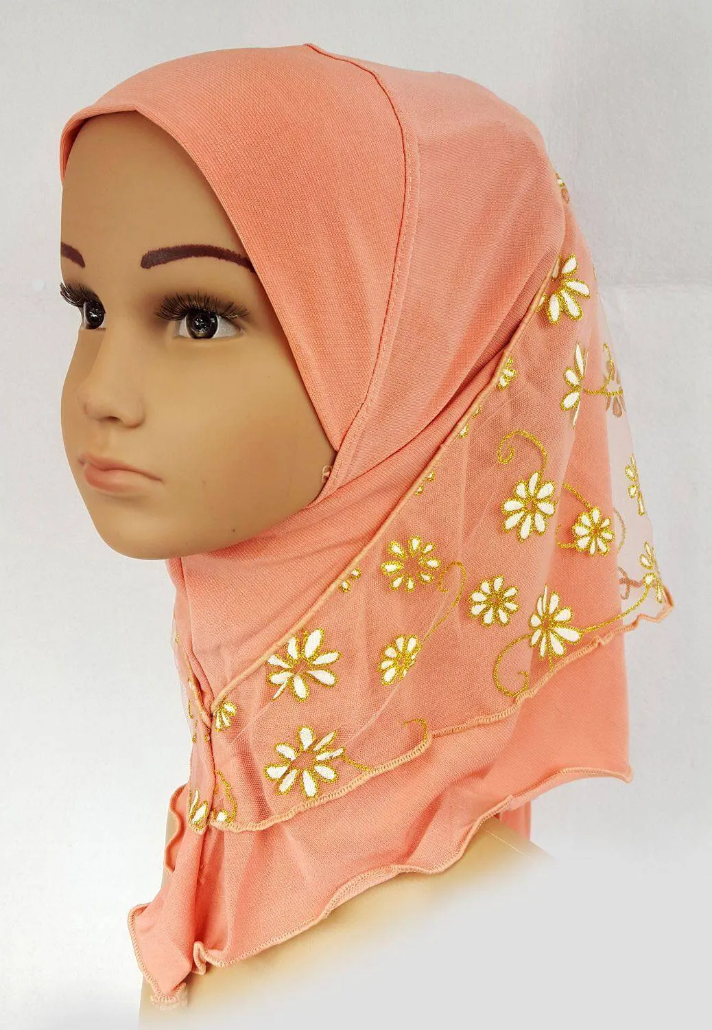 Crystal Hemp Toddler Children Kids Hijab Islamic Scarf Shawls -7270