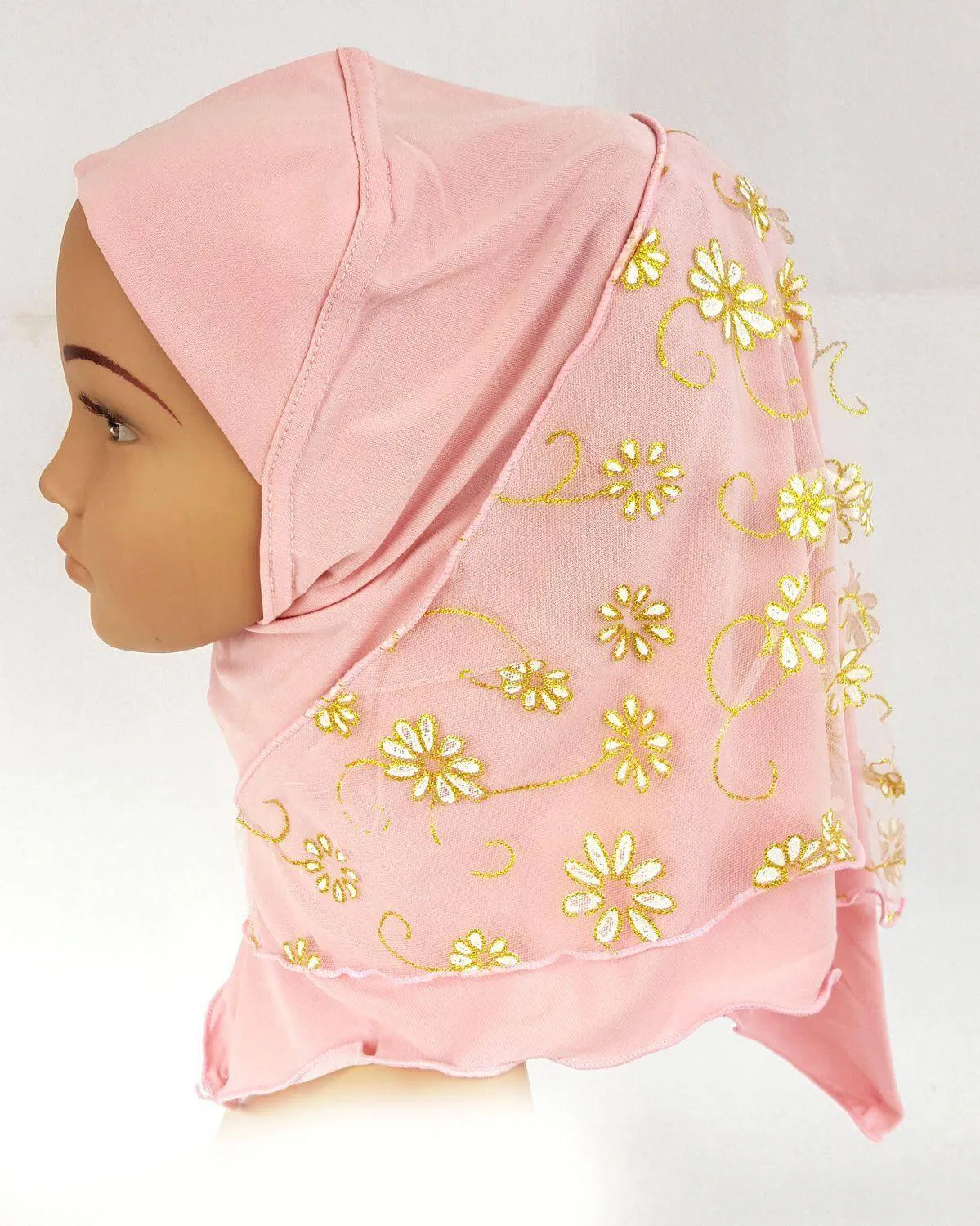 Crystal Hemp Toddler Children Kids Hijab Islamic Scarf Shawls -7270