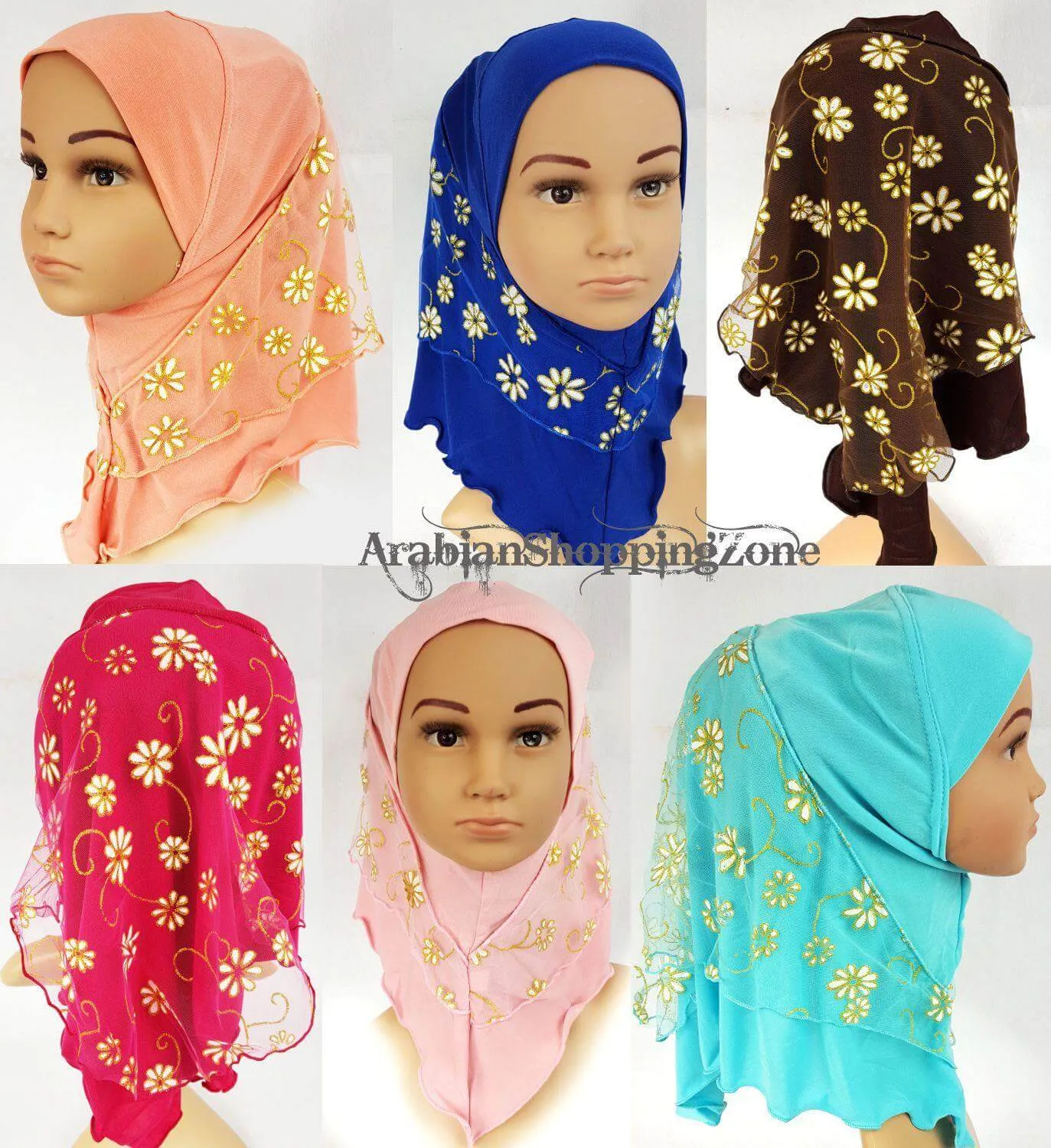 Crystal Hemp Toddler Children Kids Hijab Islamic Scarf Shawls -7270