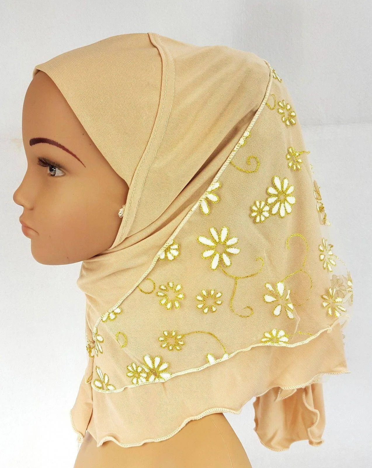 Crystal Hemp Toddler Children Kids Hijab Islamic Scarf Shawls -7270