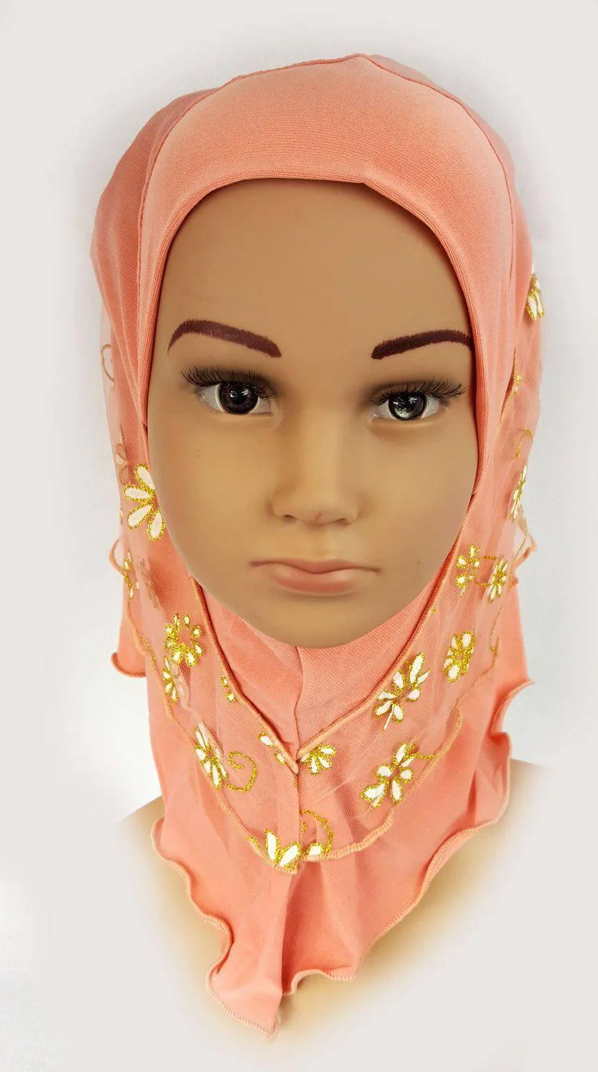 Crystal Hemp Toddler Children Kids Hijab Islamic Scarf Shawls -7270