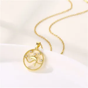 Cubic Zirconia & 18K Gold-Plated Dolphin Pendant Necklace