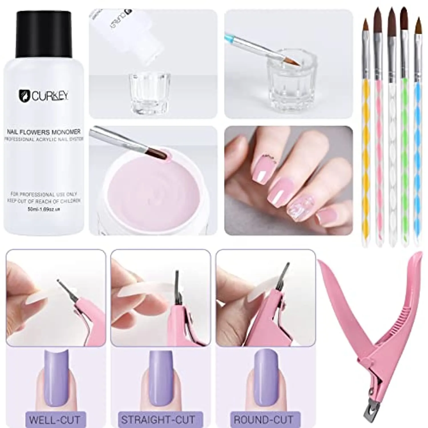 CURKEY 119 in 1 Acrylic Nail Kit Monomer Liquid Set - 36 Colors Glitter Acrylic Powder Set for Beginner with Nail Art Tools - Nail Kit Set Professional Acrylic with Everything for Acrylic Nails