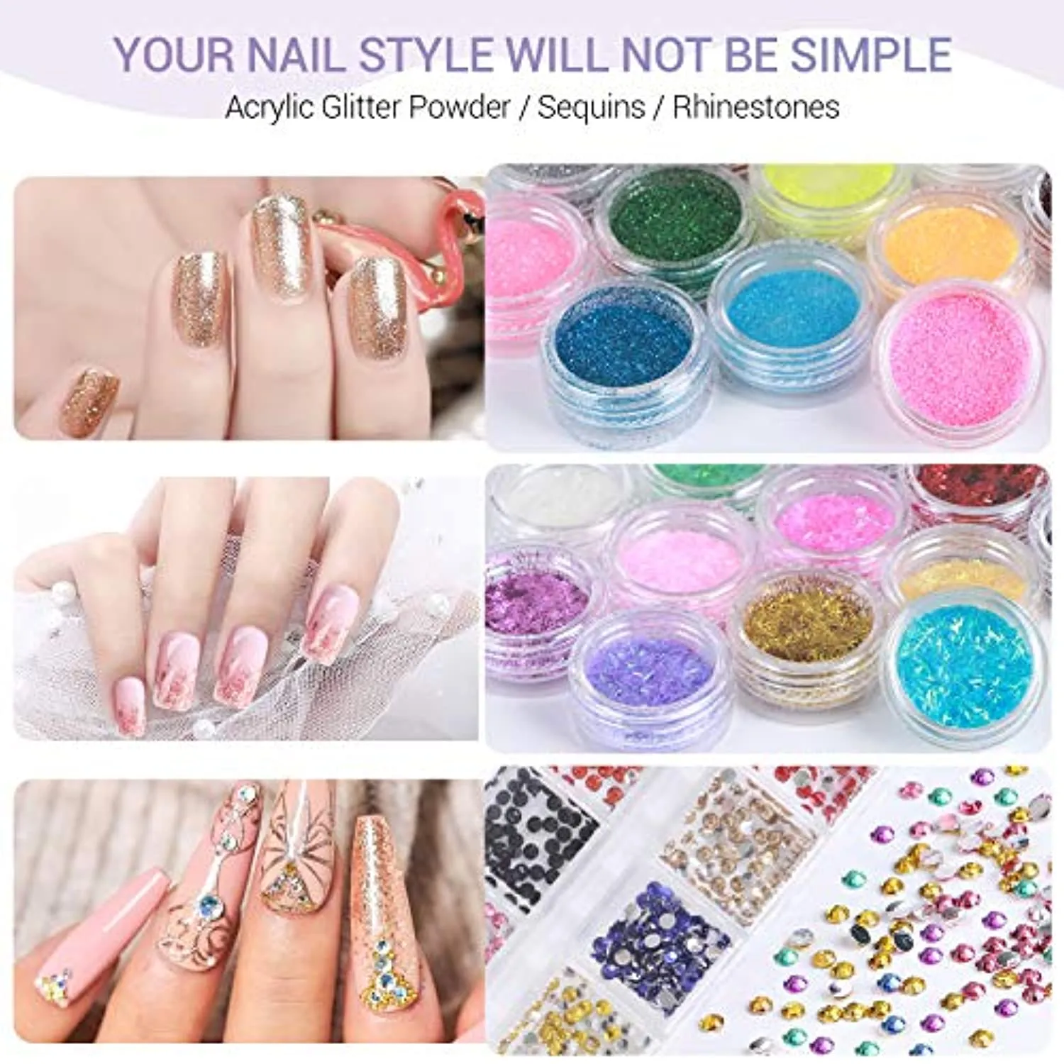 CURKEY 119 in 1 Acrylic Nail Kit Monomer Liquid Set - 36 Colors Glitter Acrylic Powder Set for Beginner with Nail Art Tools - Nail Kit Set Professional Acrylic with Everything for Acrylic Nails