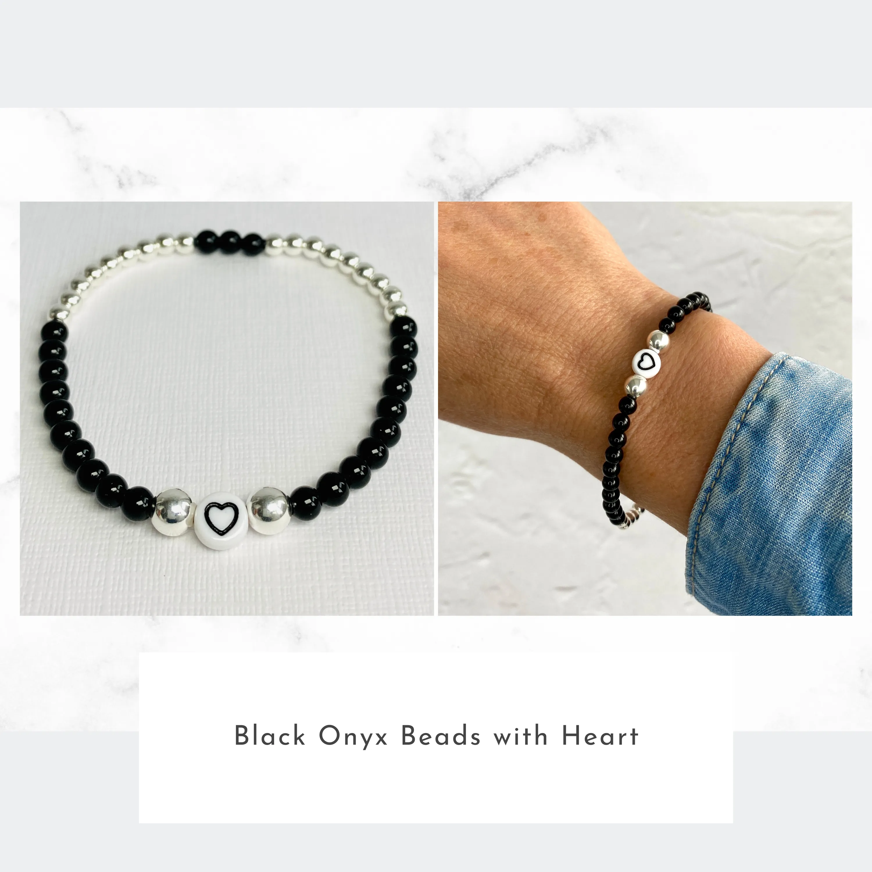 Custom Gemstone Bracelets with Silver Beads