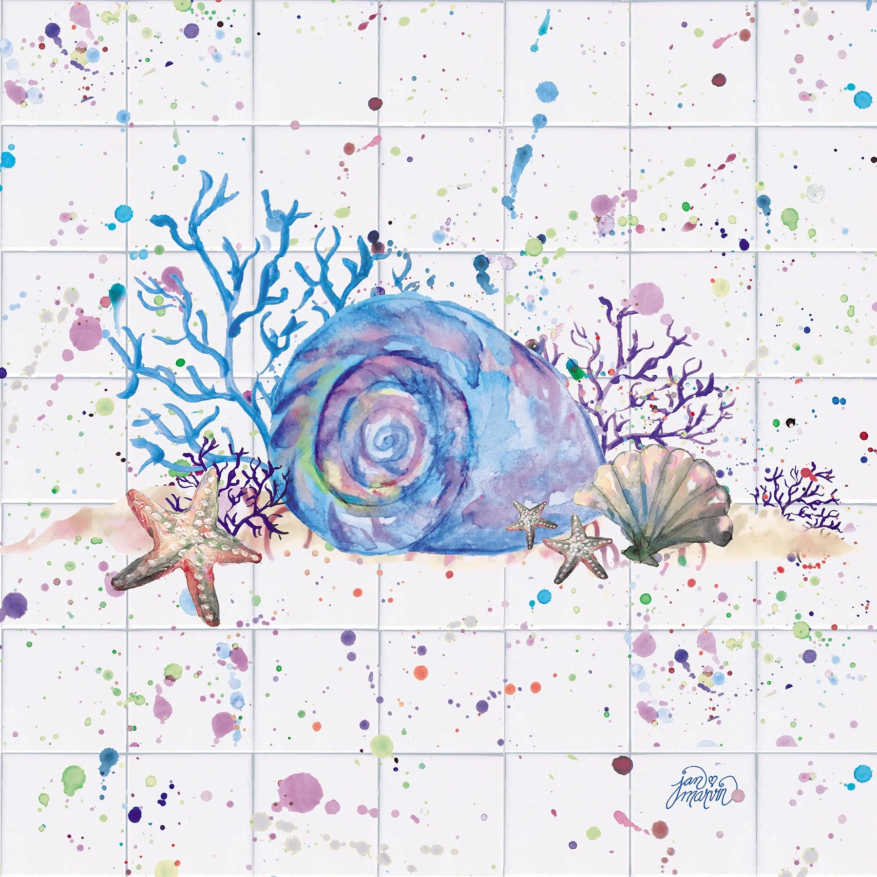 Custom Shell and Coral Tile Mural, High Quality (will not fade), Indoor or Outdoor, Beach Wall Tiles, Backsplash, Shower