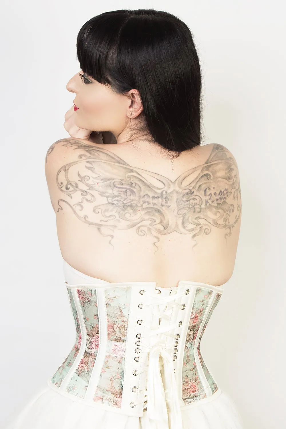 Delilah Victorian Floral Print Mesh Corset