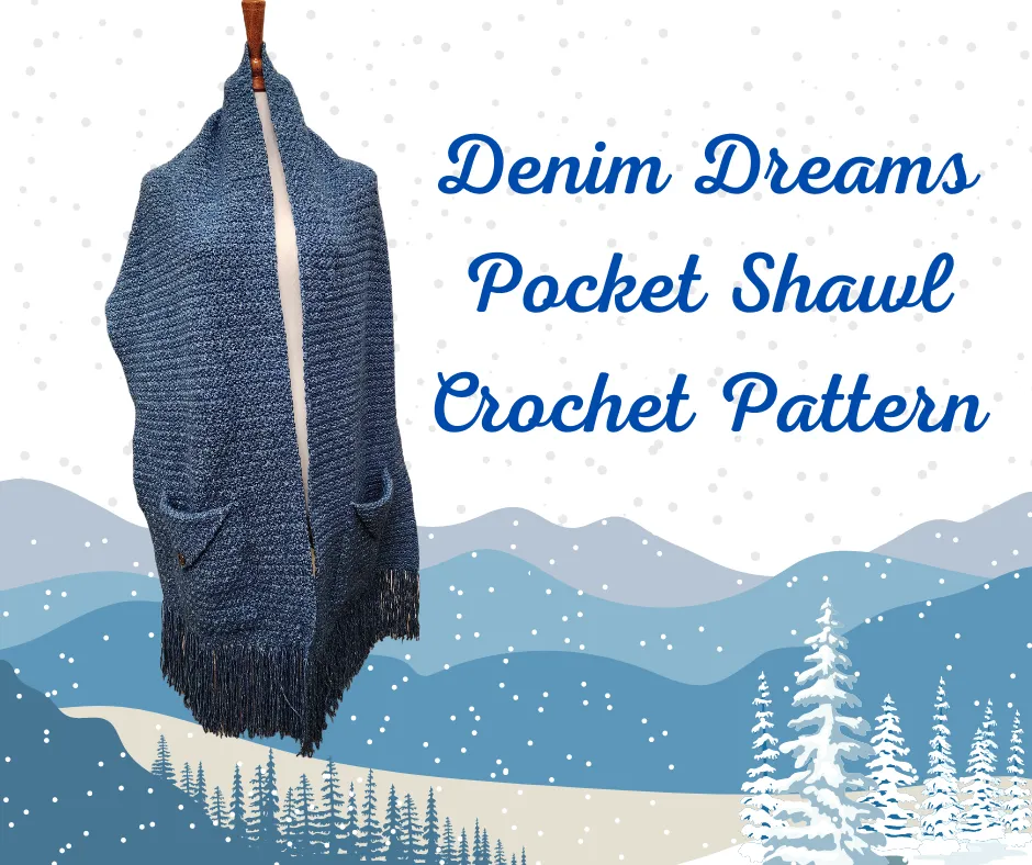 Denim Dreams Pocket Shawl Crochet Pattern