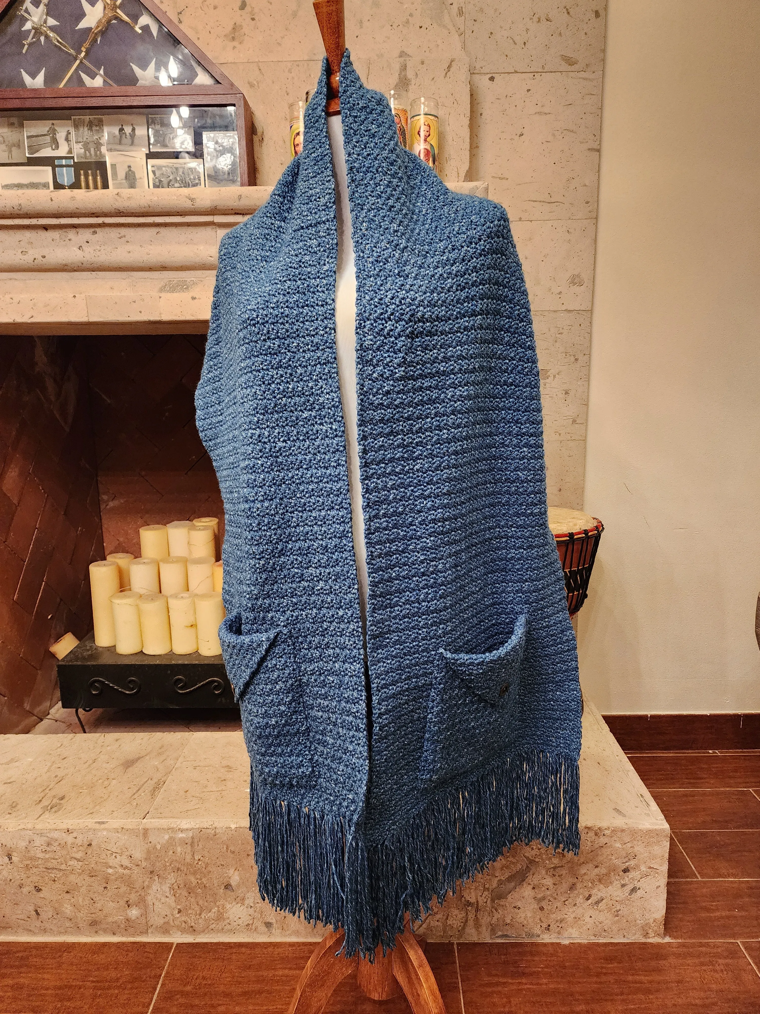 Denim Dreams Pocket Shawl Crochet Pattern