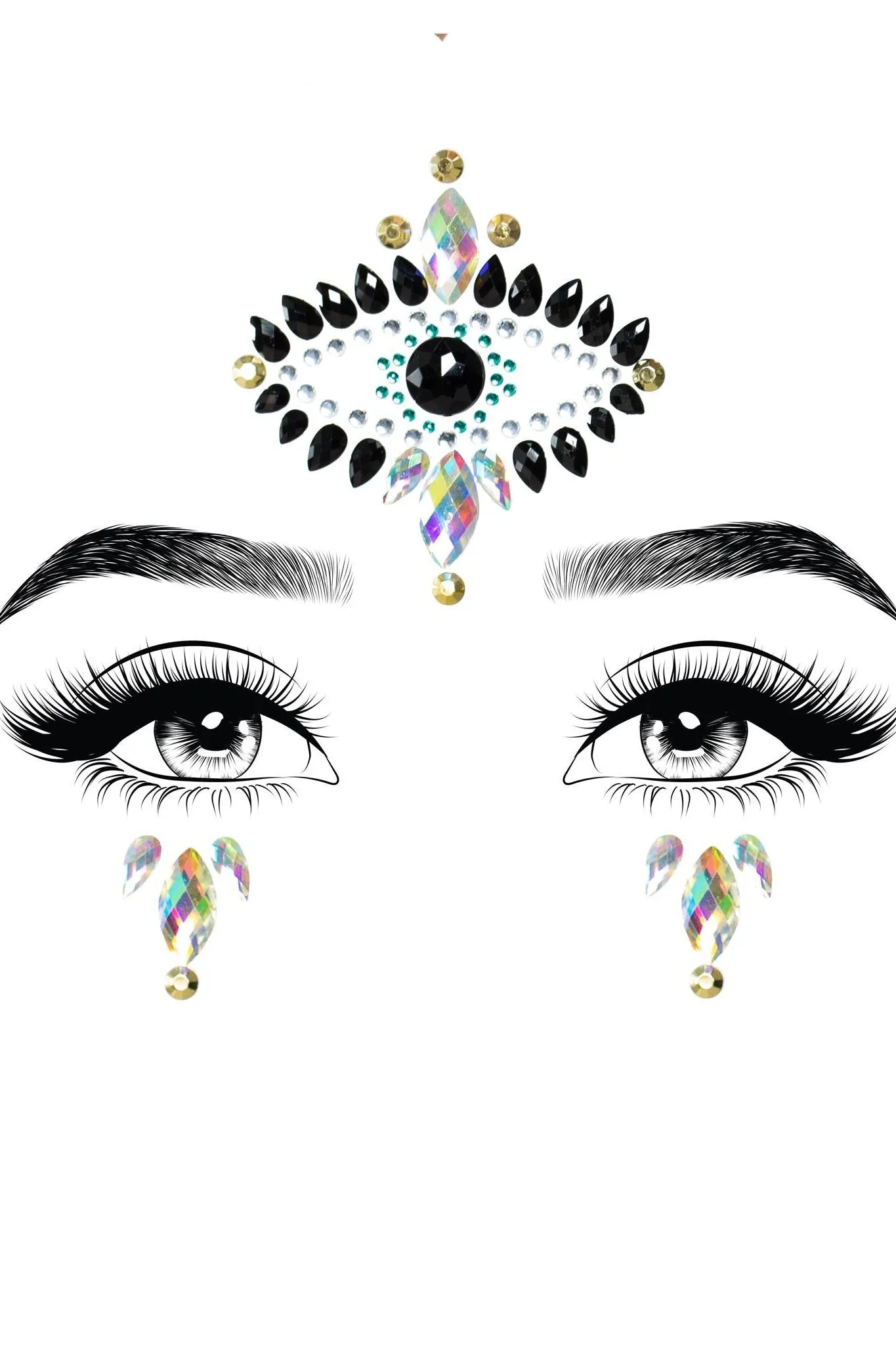 Divinity Adhesive Face Jewels Sticker And 2 Body Glitter Packets