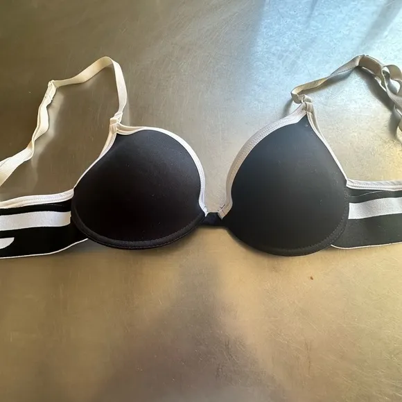 Dolce &amp; Gabbana Vintage Sporty Black White Outerwear Push-Up Logo Bra 30C / 30B