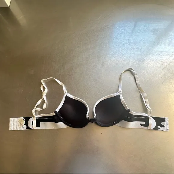 Dolce &amp; Gabbana Vintage Sporty Black White Outerwear Push-Up Logo Bra 30C / 30B