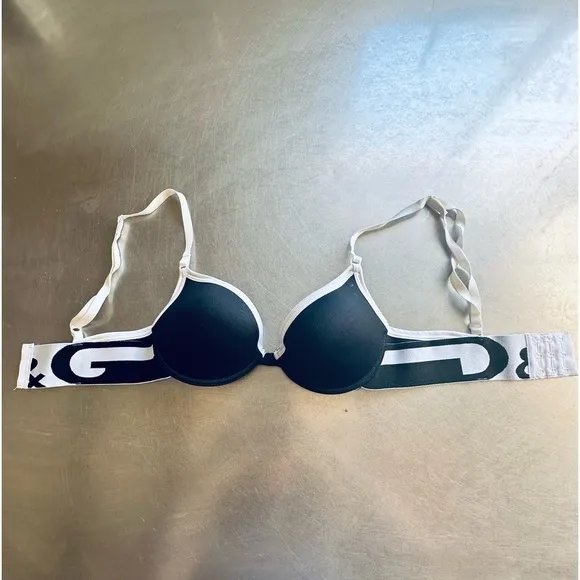 Dolce &amp; Gabbana Vintage Sporty Black White Outerwear Push-Up Logo Bra 30C / 30B