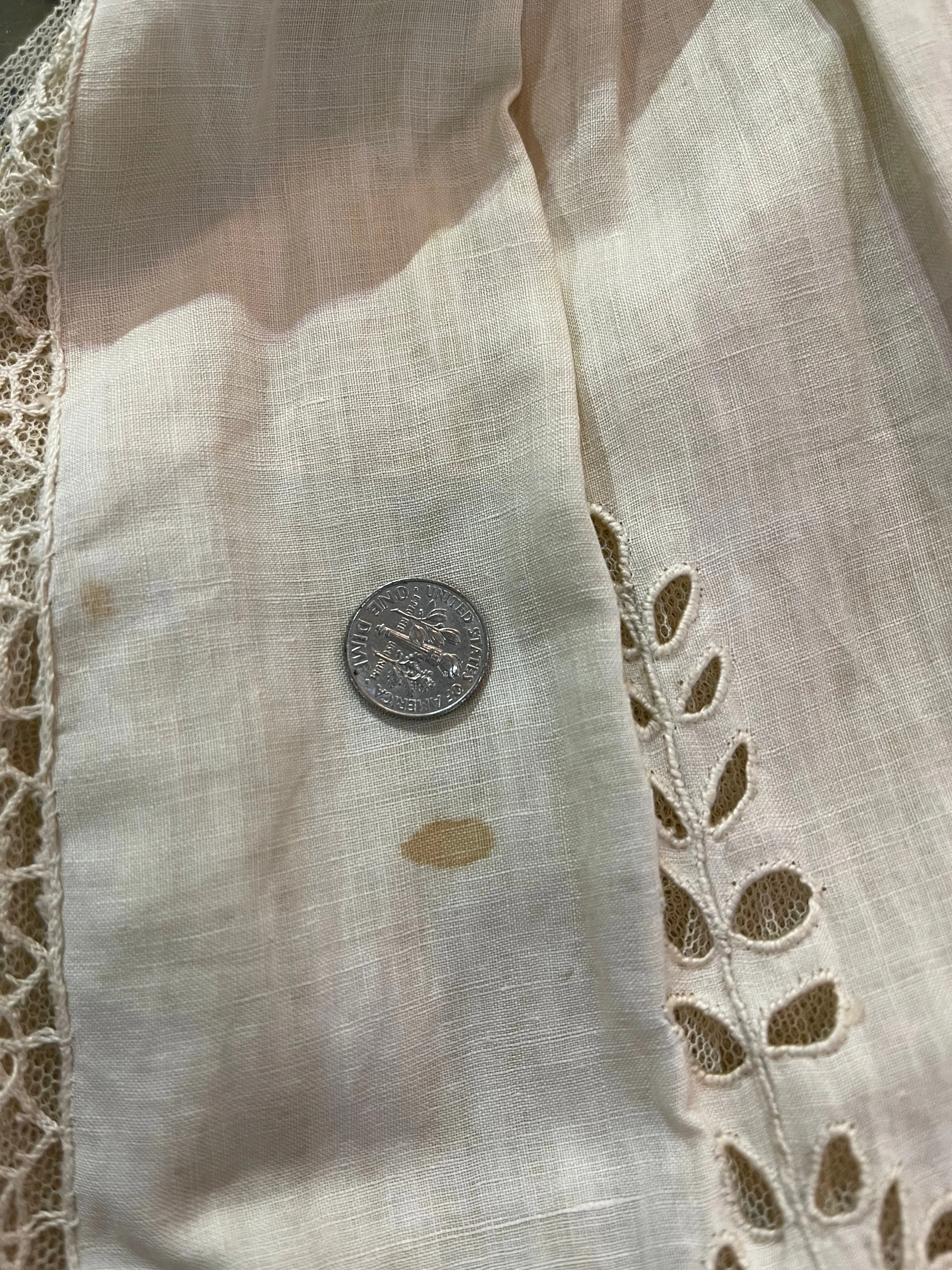 EDWARDIAN ARTS AND CRAFTS ECRU LINEN  DRESS