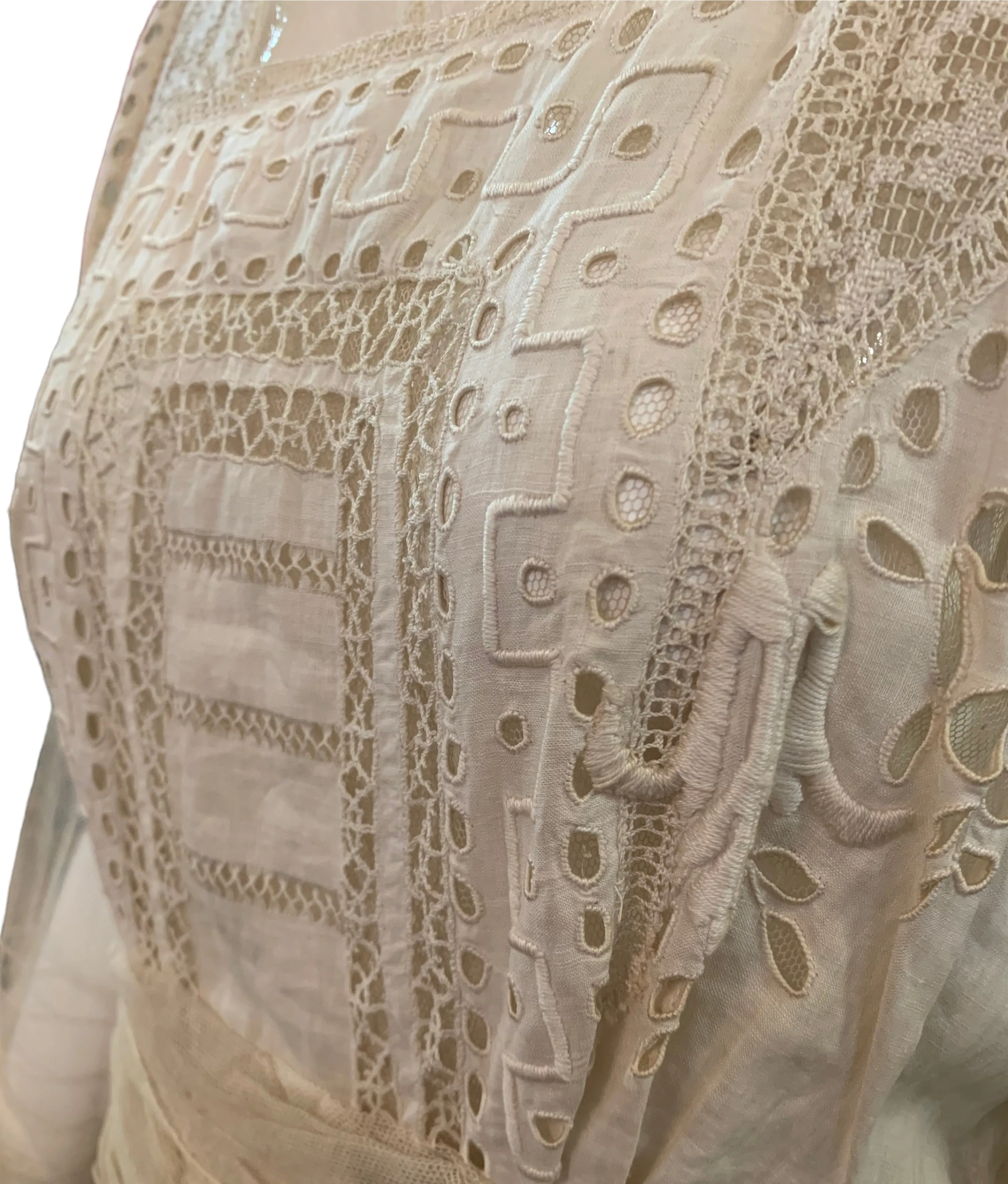 EDWARDIAN ARTS AND CRAFTS ECRU LINEN  DRESS