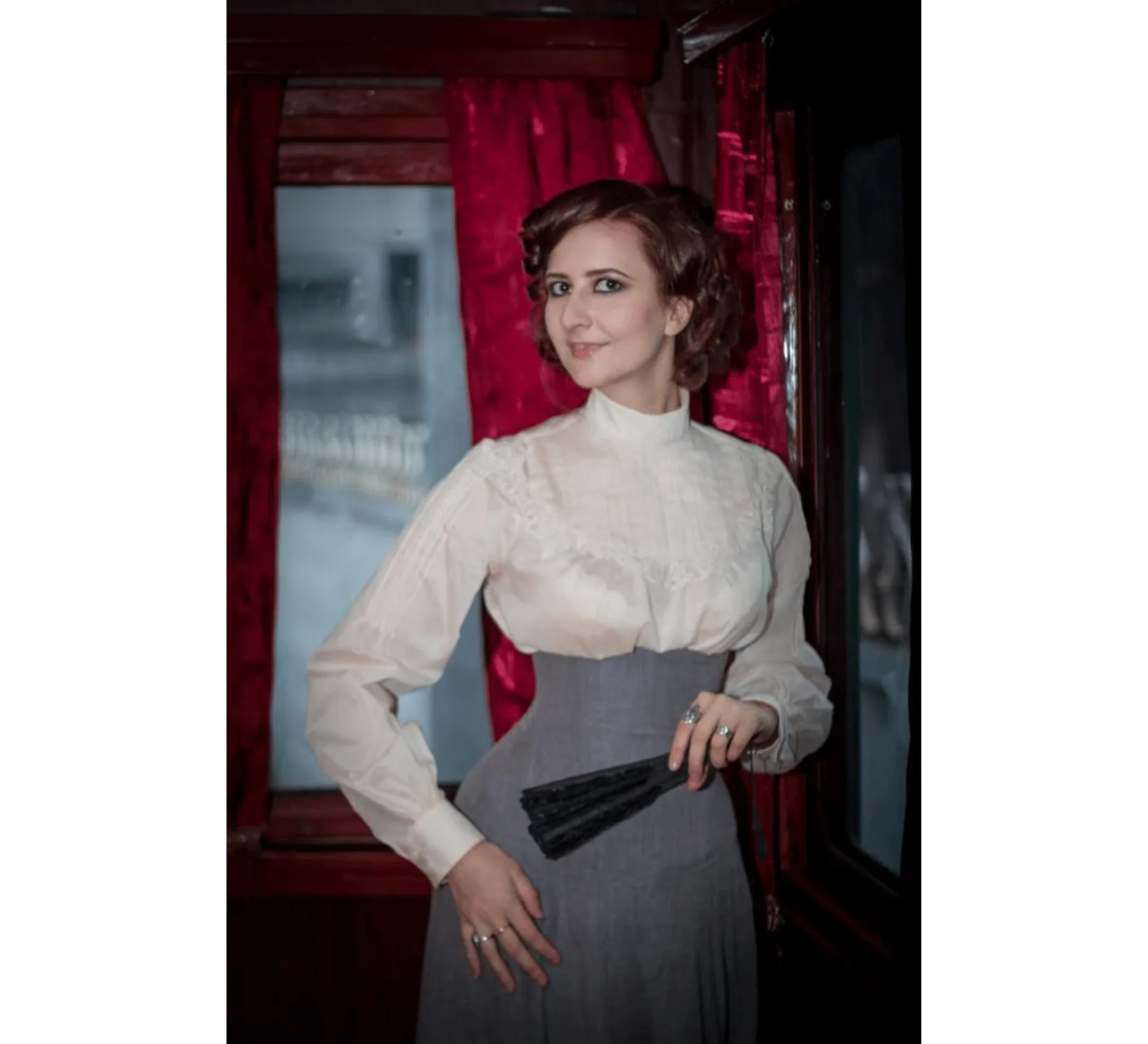 Edwardian cotton Crimson Peak grey costume