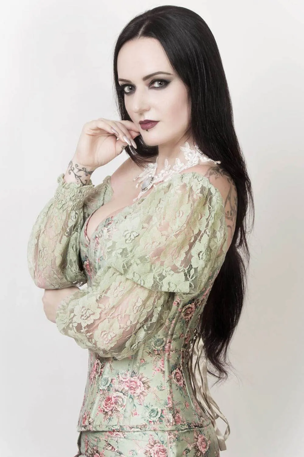 EL-1100 - Custom Made Blakely Victorian Inspired Corset with Attached Sleeve