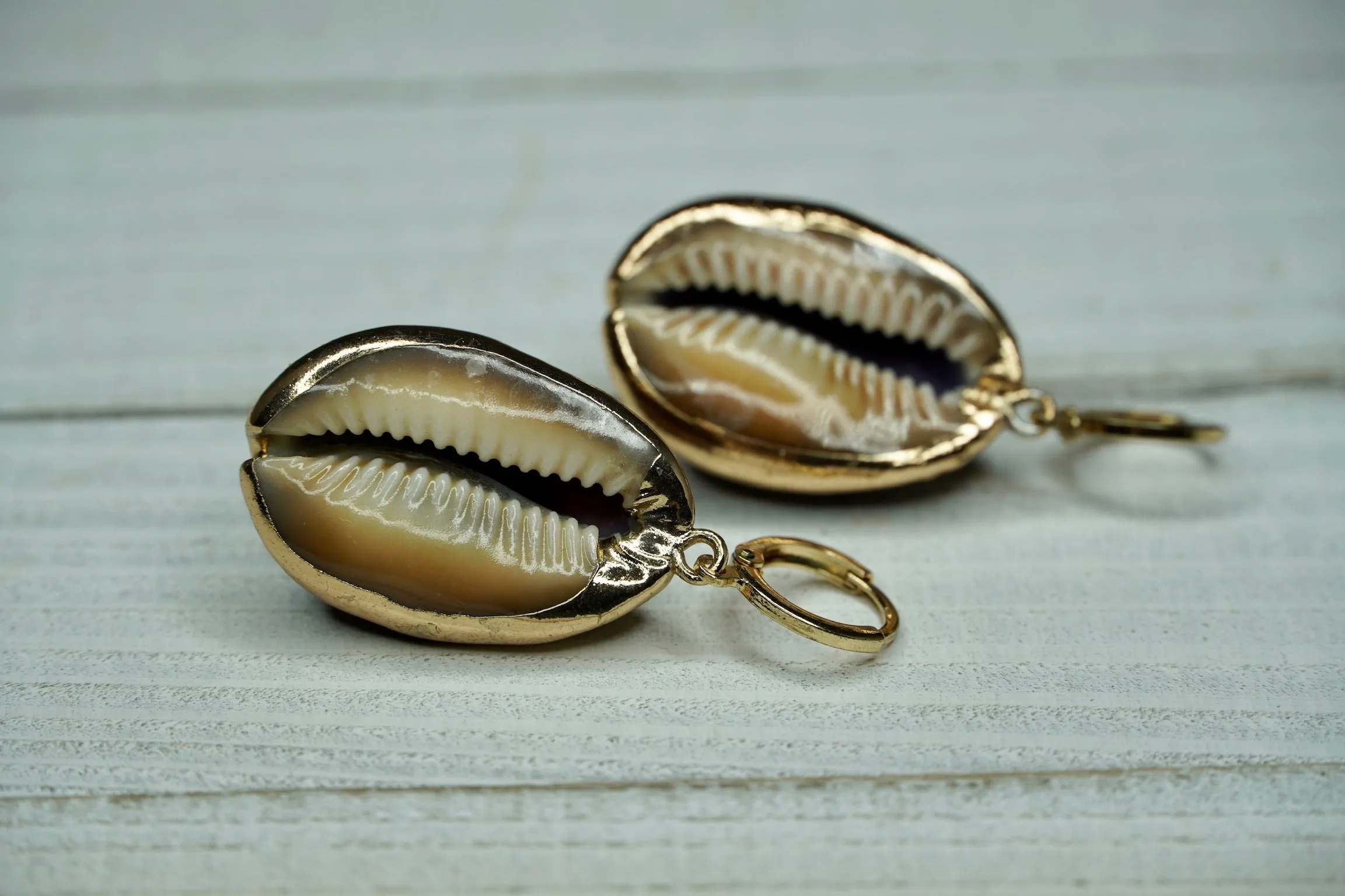 Electroplated Puka Shell Earrings 220-35 | Erika Williner Designs