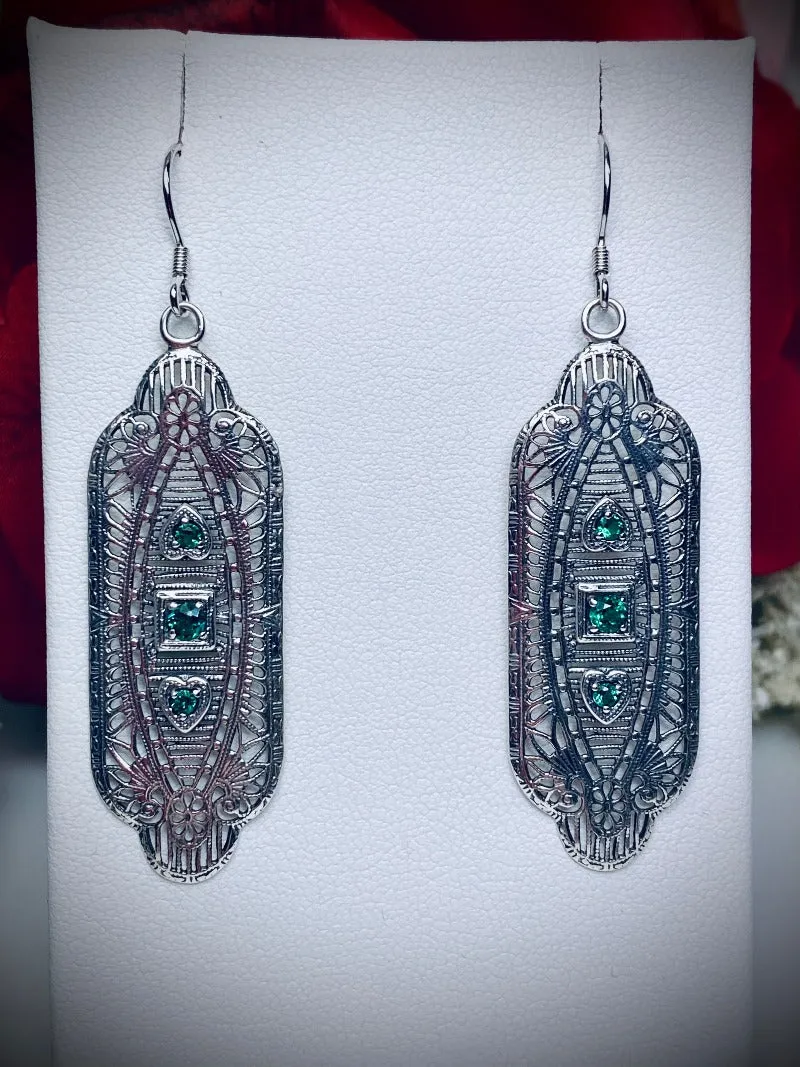 Emerald Earrings, Simulated or Natural Gemstones, Angel Wings, Vintage Revival Jewelry #E359