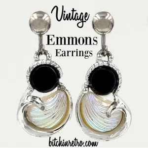 Emmons Vintage Earrings With Aurora Borealis Faux Shell and Beachy Vibe