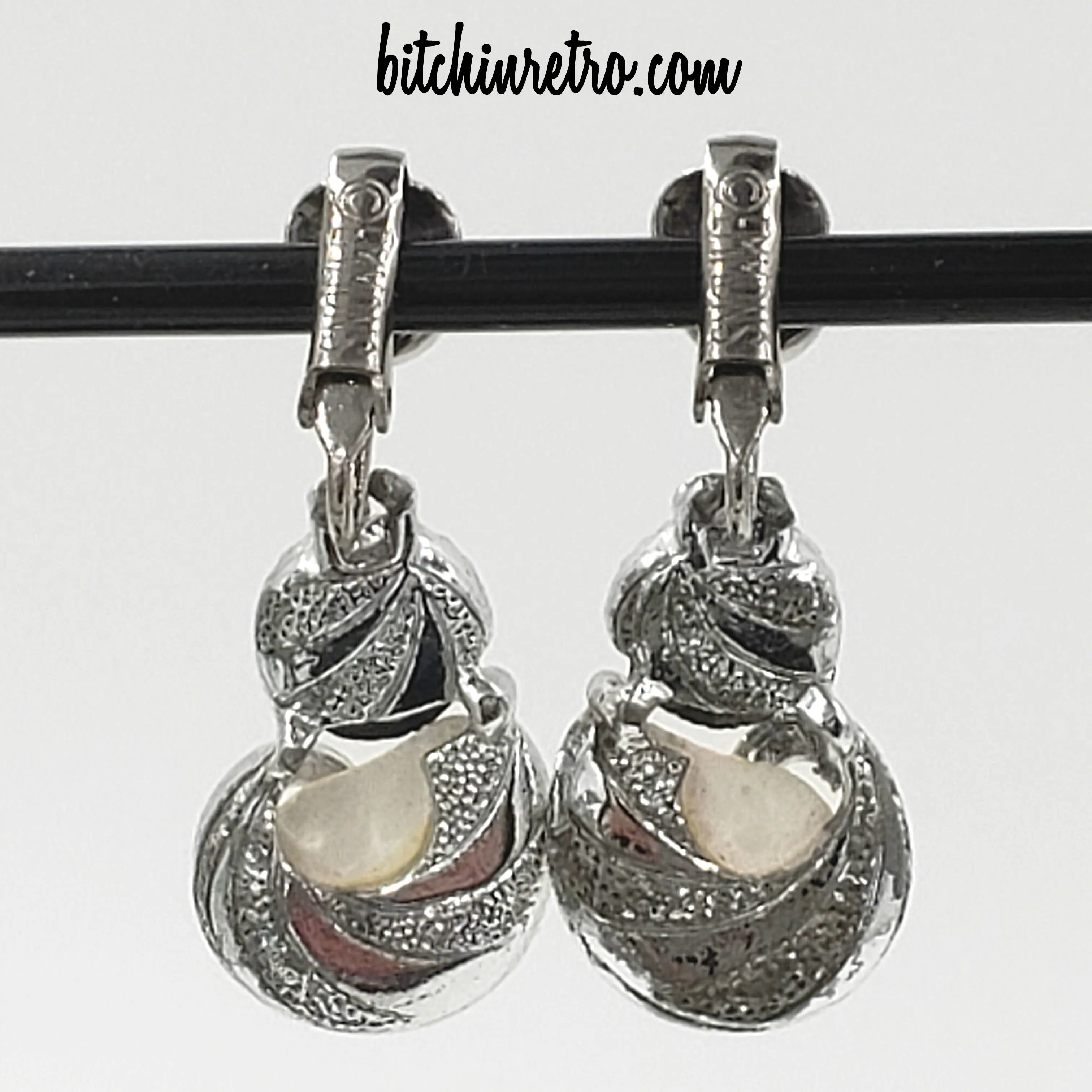 Emmons Vintage Earrings With Aurora Borealis Faux Shell and Beachy Vibe