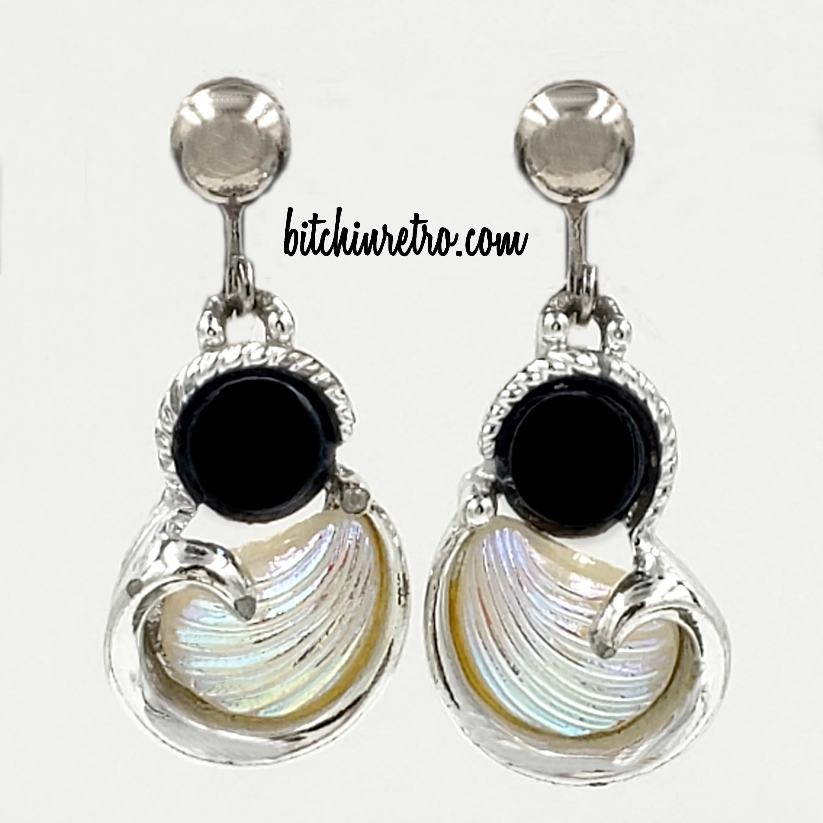 Emmons Vintage Earrings With Aurora Borealis Faux Shell and Beachy Vibe