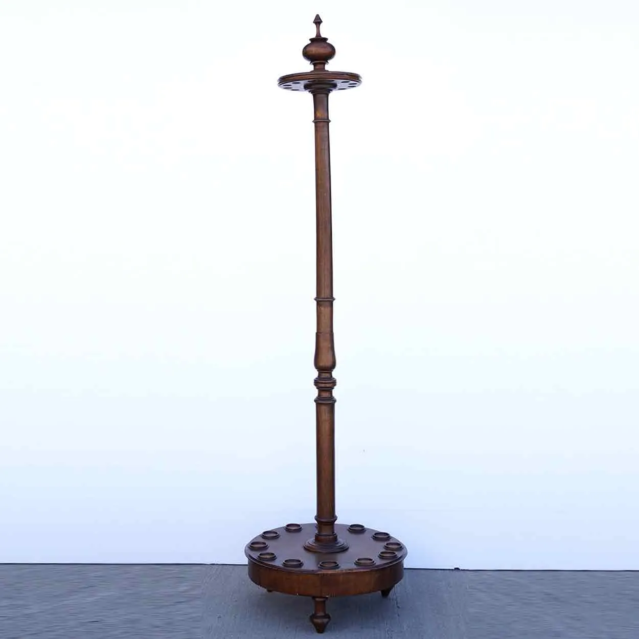 English Victorian Walnut Billiards 12 Pool Cue Floor Stand