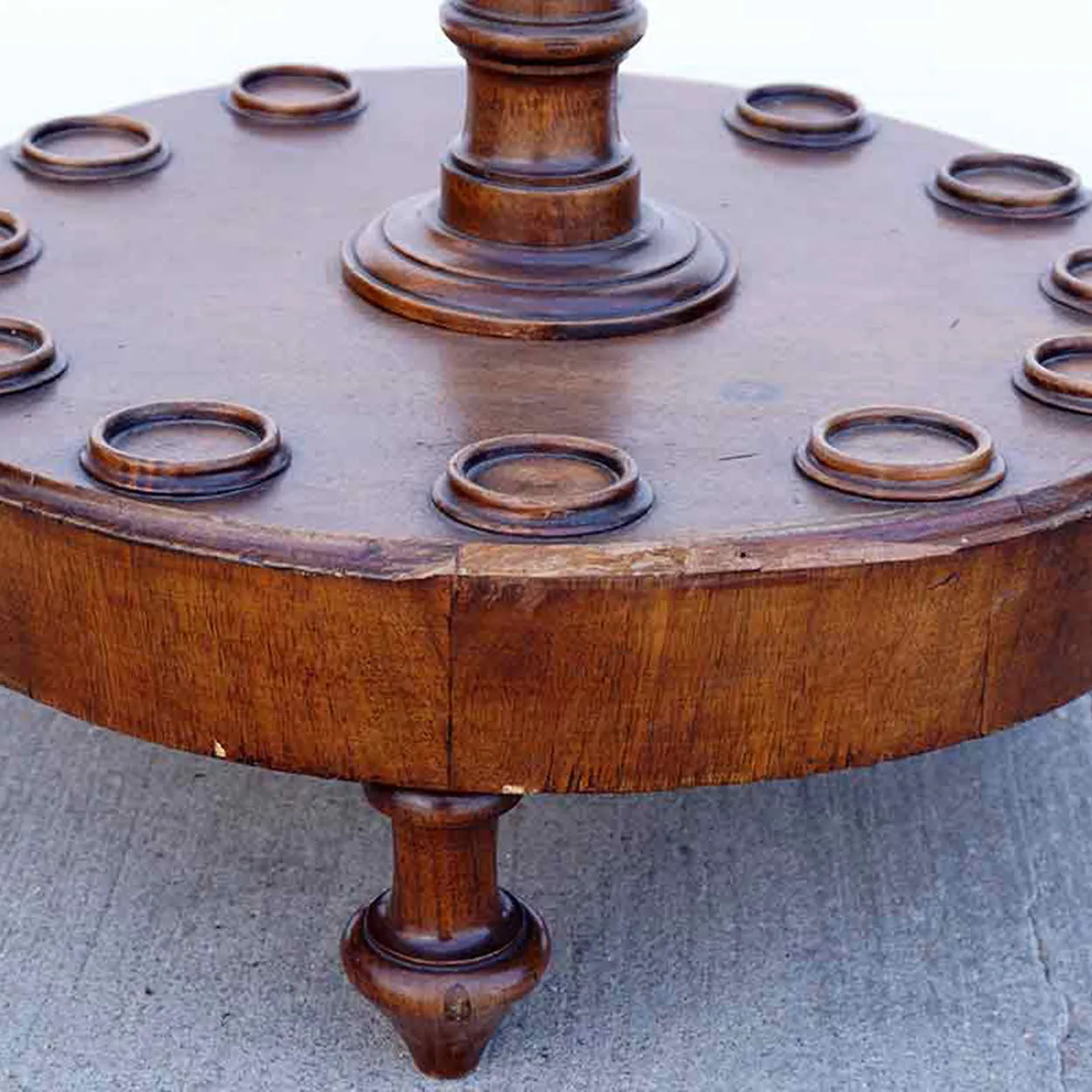English Victorian Walnut Billiards 12 Pool Cue Floor Stand