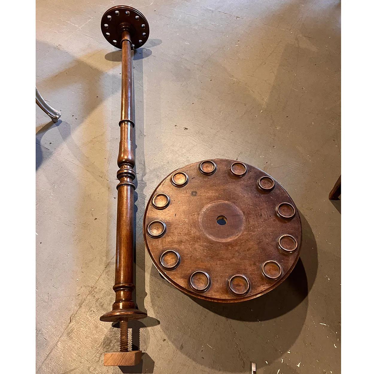 English Victorian Walnut Billiards 12 Pool Cue Floor Stand