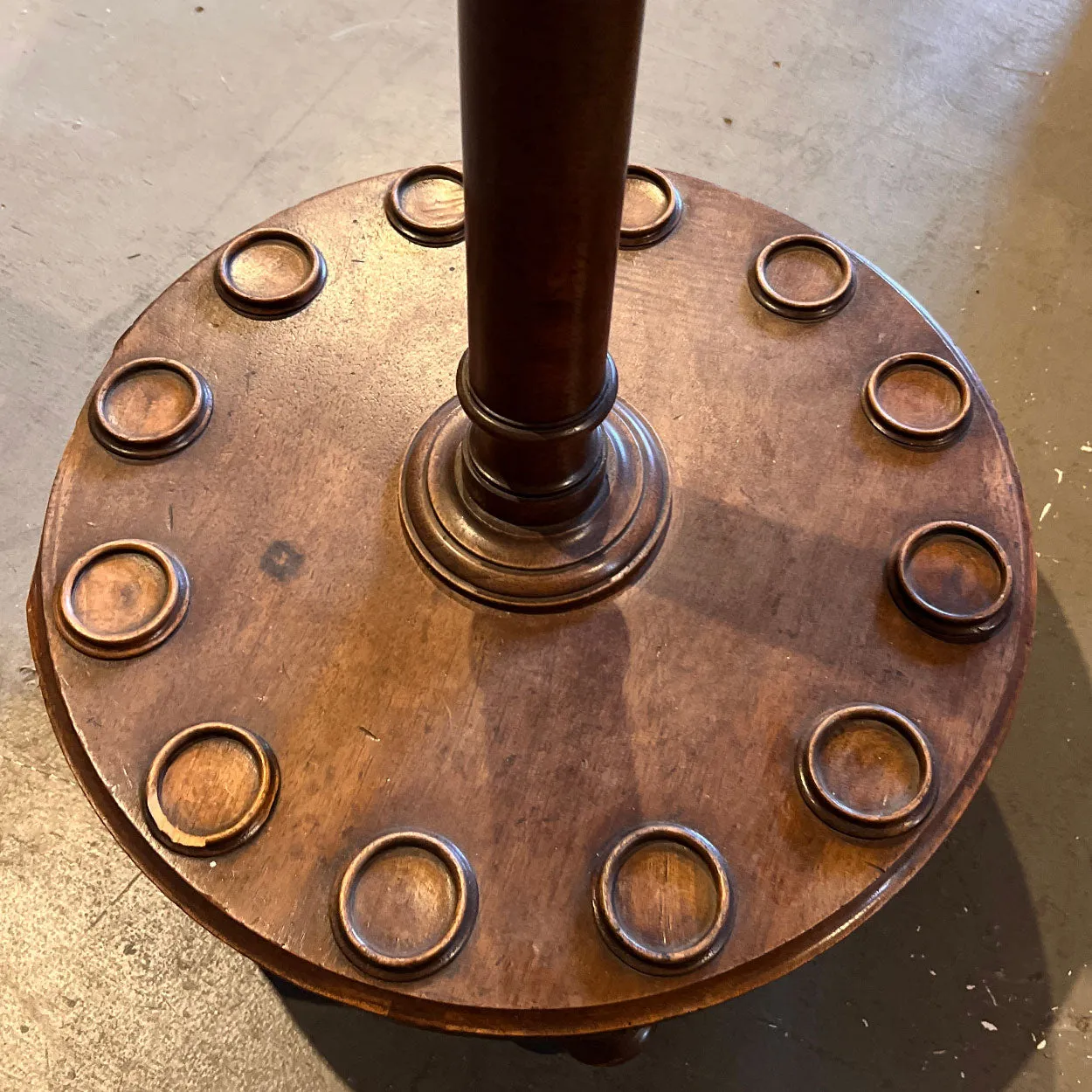 English Victorian Walnut Billiards 12 Pool Cue Floor Stand