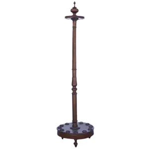 English Victorian Walnut Billiards 12 Pool Cue Floor Stand