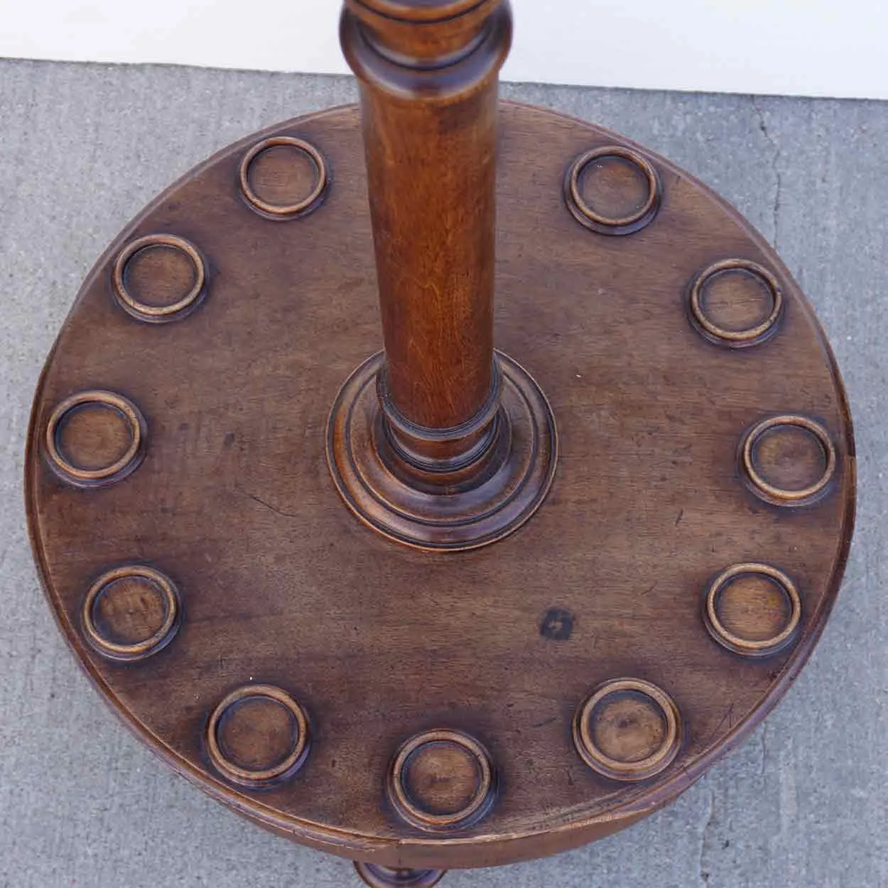 English Victorian Walnut Billiards 12 Pool Cue Floor Stand