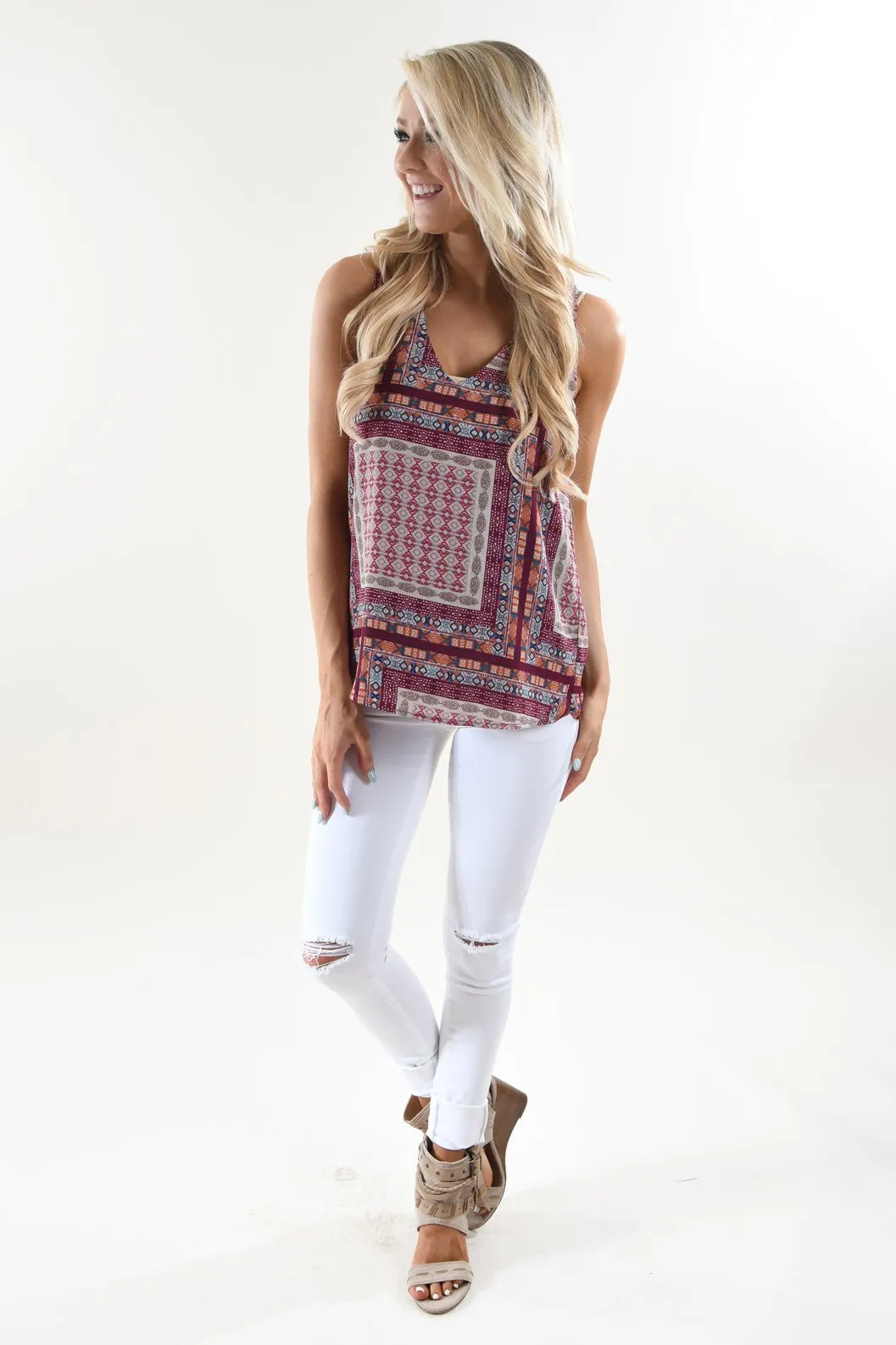 Ethnic Print Tank Top