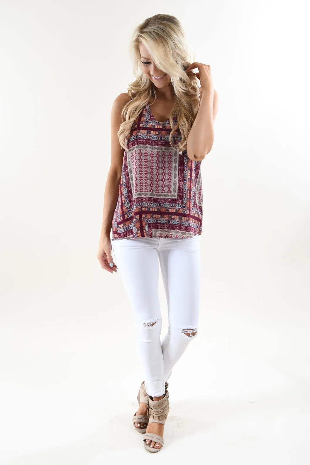 Ethnic Print Tank Top