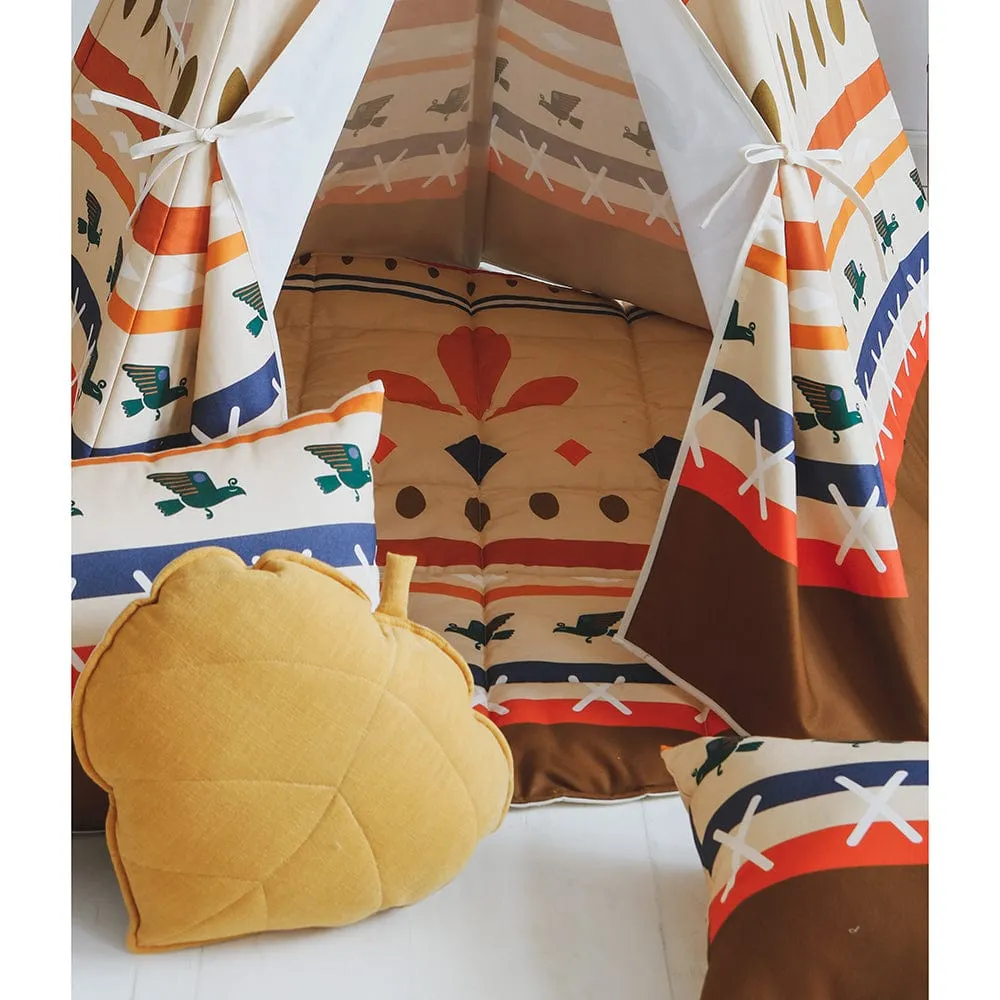 Ethnic Print Teepee - Beige, Brown, Orange & Blue