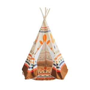 Ethnic Print Teepee - Beige, Brown, Orange & Blue