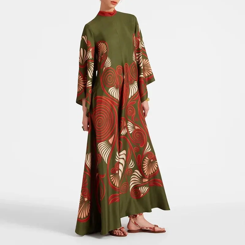 Ethnic Retro Spring Print Boho Long Dress