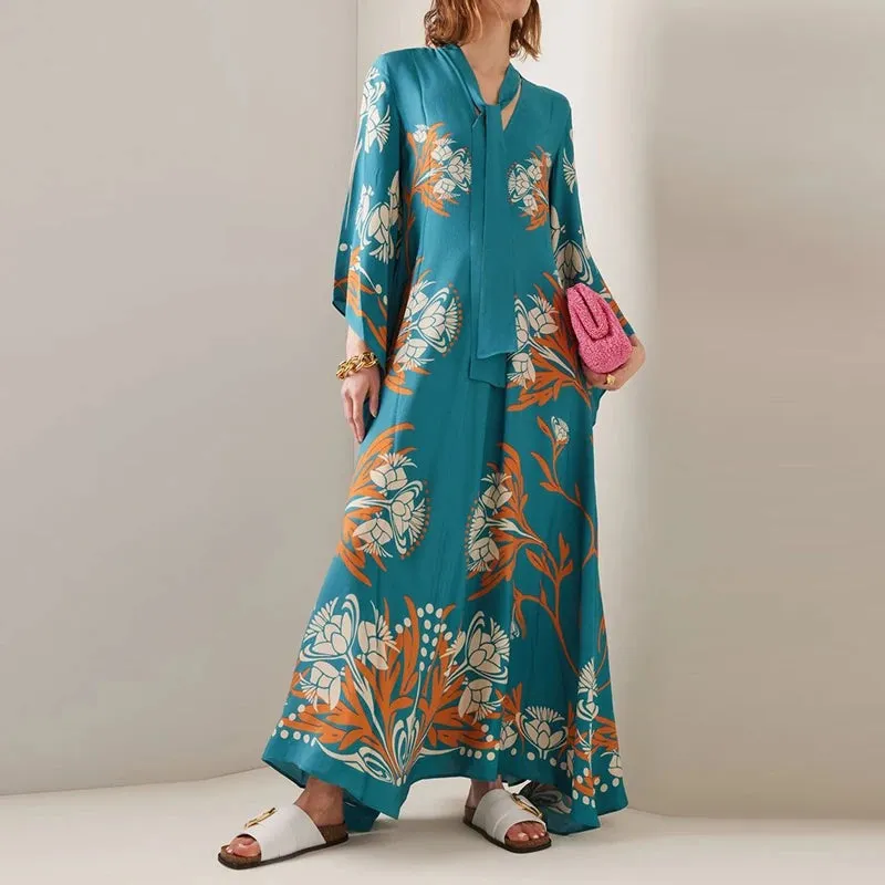 Ethnic Retro Spring Print Boho Long Dress