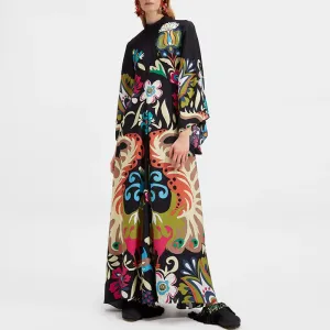 Ethnic Retro Spring Print Boho Long Dress