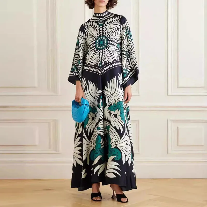 Ethnic Retro Spring Print Boho Long Dress