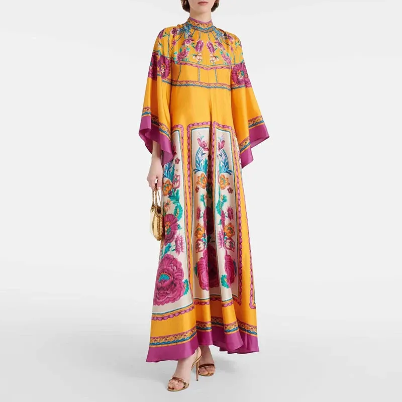 Ethnic Retro Spring Print Boho Long Dress