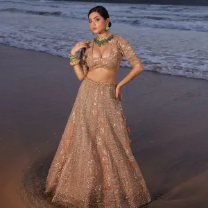 Ethnic Rust Lehenga With Beautiful Sequin Work
