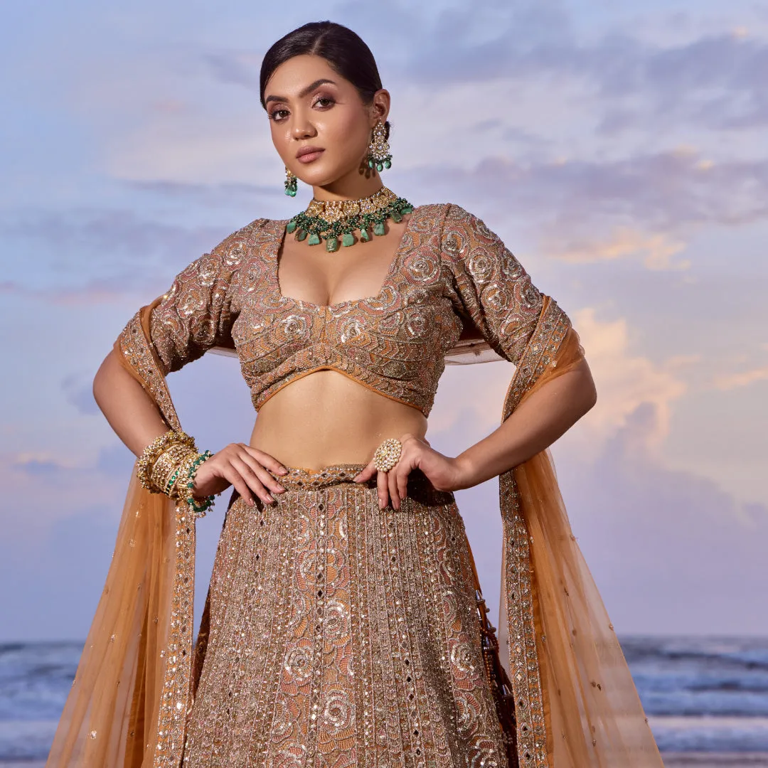 Ethnic Rust Lehenga With Beautiful Sequin Work