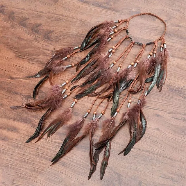 Feather Hair Band Bohemian Elastic Gypsy Festival Headband Women's Fashion