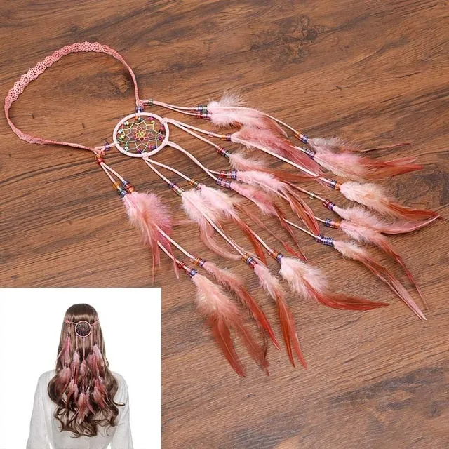 Feather Hair Band Bohemian Elastic Gypsy Festival Headband Women's Fashion