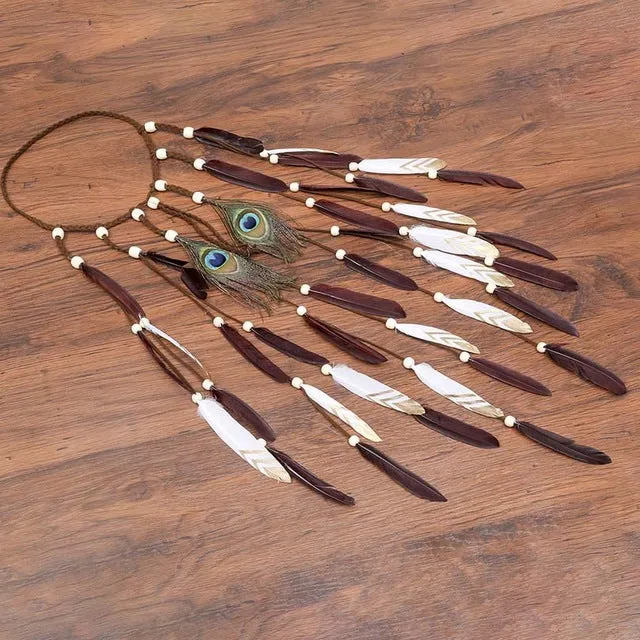 Feather Hair Band Bohemian Elastic Gypsy Festival Headband Women's Fashion